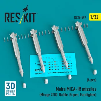   Reskit - Matra MICA-IR missiles (4 pcs) (Mirage 2000, Rafale, Gripen, Eurofighter) (3D Printed)