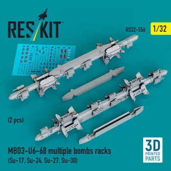   Reskit - MBD3-U6-68 multiple bombs racks (2 pcs) (Su-17, Su-24, Su-27, Su-30) (3D Printed)
