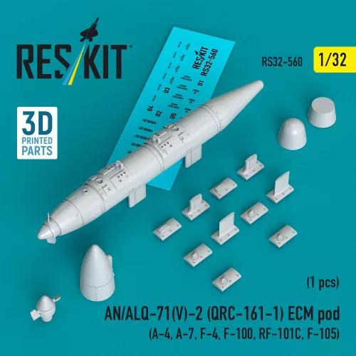 Reskit - AN/ALQ-71(V)-2 (QRC-161-1) ECM pod (1pcs) (A-4, A-7, F-4, F-100, RF-101C, F-105) (3D Printed)