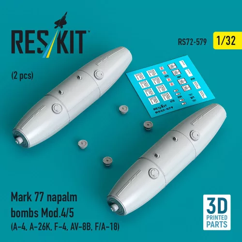 Reskit - Mark 77 napalm bombs Mod. (2 pcs) (A-4 A-26K F-4 AV-8B F/A-18) (3D Printed)