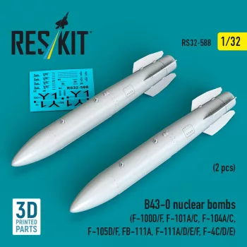   Reskit - B43-0 nuclear bombs (2 pcs) (F-100D/F, F-101A/C, F-104A/C, F-105D/F, FB-111A, F-111A/D/E/F, F-4C/D/E) (3D Printed)