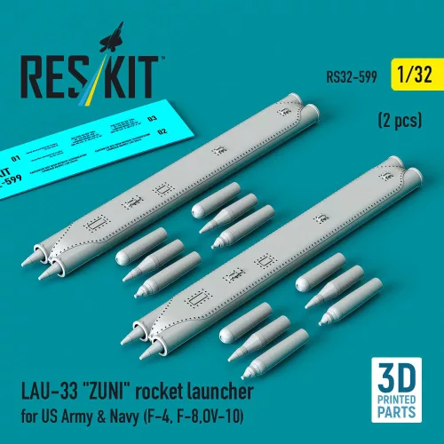 Reskit - LAU-33 ZUNI rocket launcher for US Army & Navy (2 pcs) (F-4 F-8 OV-10) (3D Printed)