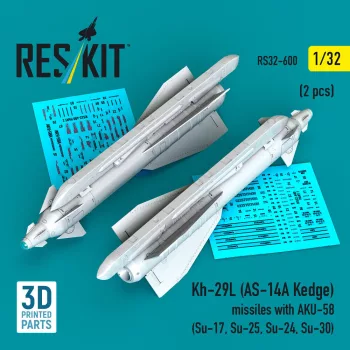   Reskit - Kh-29L (AS-14A Kedge) missiles with AKU-58 (2 pcs) (Su-17 Su-25 Su-24 Su-30) (3D Printed)