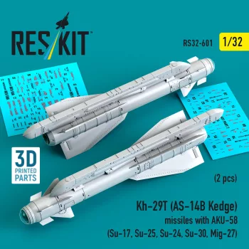   Reskit - Kh-29T (AS-14B Kedge) missiles with AKU-58 (2 pcs) (Su-17 Su-25 Su-24 Su-30 Mig-27) (3D Printed)