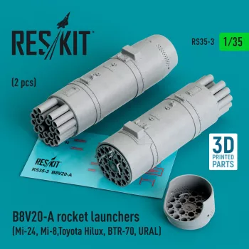   Reskit - B8V20-A rocket launchers (2 pcs) (Mi-24 Mi-8,Toyota Hilux BTR-70 URAL) (3D Printed)