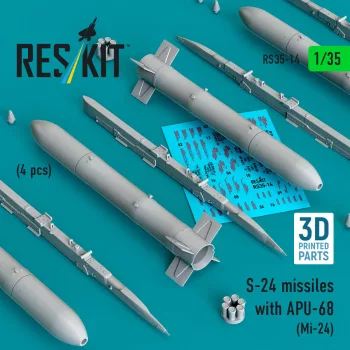   Reskit - S-24 missiles with APU-68 (4 pcs) (Mi-24) (3D Printed)