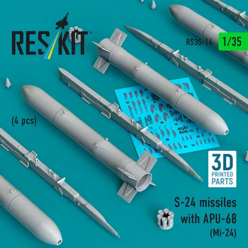 Reskit - S-24 missiles with APU-68 (4 pcs) (Mi-24) (3D Printed)