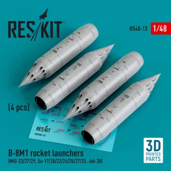   Reskit - B-8M1 rocket launchers (4 pcs) (MiG-23/27/29, Su-17/20/22/24/25/27/33, Jak-38) (3D Printed)
