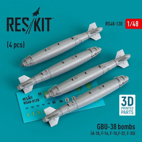Reskit - GBU-38 bombs (4 pcs) (A-10 F-16 F-15,F-22 F-35) (3D Printed)