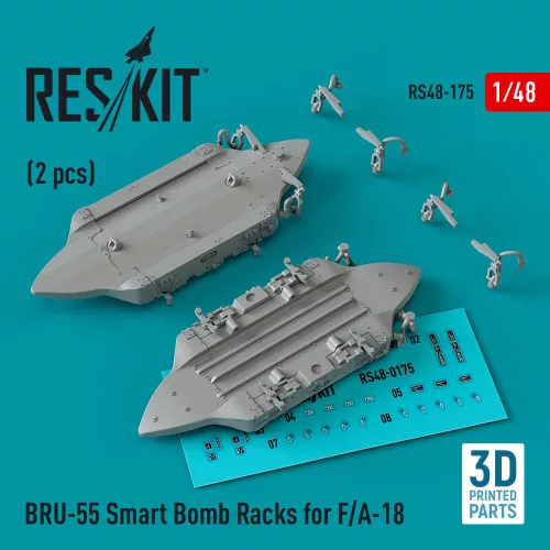 Reskit - BRU-55 Smart Bomb Racks for F/A-18 (2 pcs) (3D Printed)