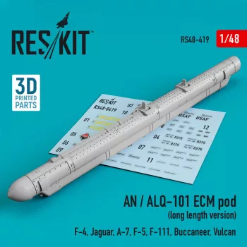   Reskit - AN / ALQ-101 ECM pod (long length version) (F-4, Jaguar, A-7, F-5, F-111, Buccaneer, Vulcan) (3D Printed)
