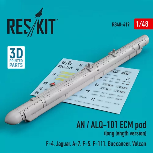 Reskit - AN / ALQ-101 ECM pod (long length version) (F-4, Jaguar, A-7, F-5, F-111, Buccaneer, Vulcan) (3D Printed)