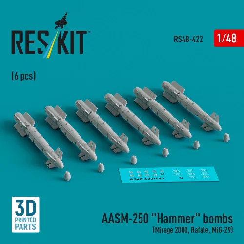 Reskit - AASM-250 Hammer (6 pcs) (Mirage 2000 Rafale MiG-29) (3D Printed)