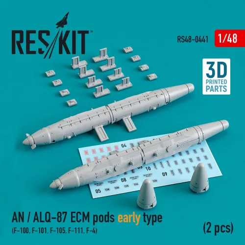 Reskit - AN / ALQ-87 ECM pods early type (2 pcs) (F-100, F-101, F-105, F-111, F-4) (3D Printed)