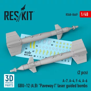   Reskit - GBU-12 (A,B) Paveway I laser guided bombs (2 pcs) (A-7, A-4, F-4, A-6) (3D Printed)