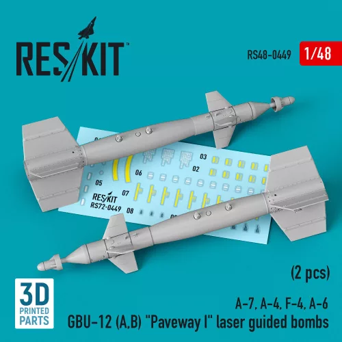 Reskit - GBU-12 (A,B) Paveway I laser guided bombs (2 pcs) (A-7, A-4, F-4, A-6) (3D Printed)