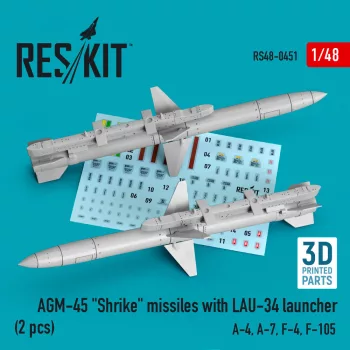   Reskit - AGM-45 Shrike missiles with LAU-34 launcher (2 pcs) (A-4 A-7 F-4 F-105) (3D Printed)