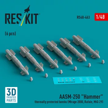   Reskit - AASM-250 Hammer thermally protected bombs (6 pcs) (Mirage 2000, Rafale, MiG-29) (3D Printed)
