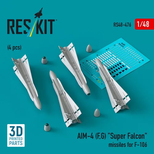 Reskit - AIM-4 (F G) Super Falcon missiles for F-106 (4 pcs) (3D Printed)