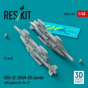   Reskit - GBU-62 (JDAM-ER) bombs with pylons for Su-27 Flanker (2 pcs) (3D Printed)