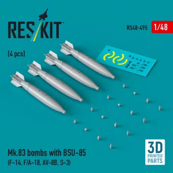   Reskit - Mk.83 bombs with BSU-85 (4 pcs) (F-14, F/A-18, AV-8B, S-3) (3D printed)