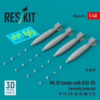   Reskit - Mk.83 bombs with BSU-85 thermally protected (4 pcs) (F-14, F/A-18, AV-8B, S-3) (3D printed)