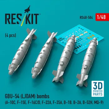   Reskit - GBU-54 (LJDAM) bombs (4 pcs) (A-10C, F-15E, F-16C/D, F-22A, F-35A, B-1B, B-2A, B-52H, MQ-9) (3D Printed)
