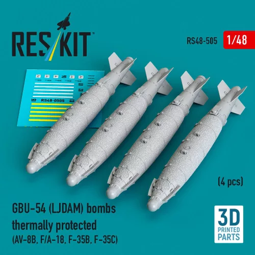 Reskit - GBU-54 (LJDAM) bombs thermally protected (4 pcs) (AV-8B F/A-18A-F F-35B F-35C) (3D Printed)