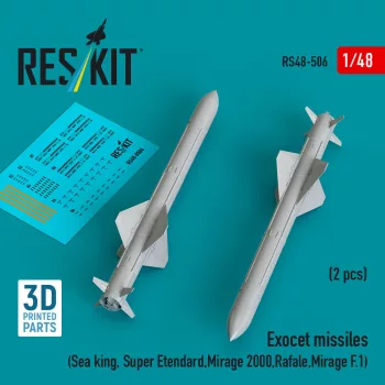   Reskit - Exocet missiles (2 pcs) (Sea King, Super Etendard, Mirage 2000, Rafale, Mirage F.1) (3D Printed)