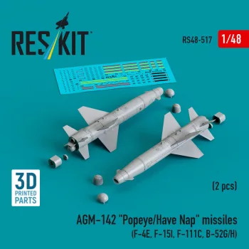   Reskit - AGM-142 Popeye/Have Nap missiles (2 pcs) (F-4E, F-15I, F-111C, B-52G/H) (3D Printed)