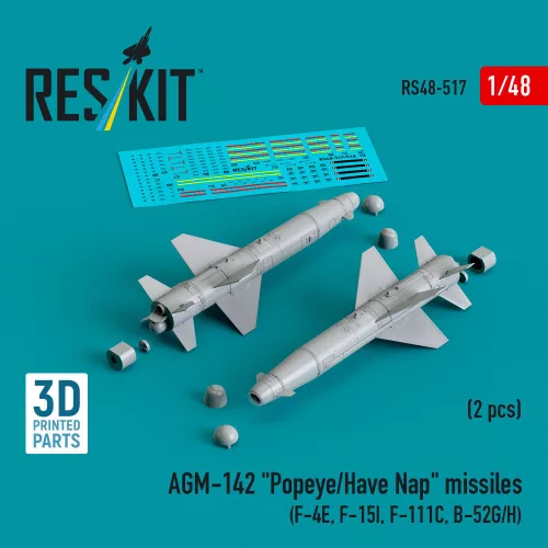 Reskit - AGM-142 Popeye/Have Nap missiles (2 pcs) (F-4E, F-15I, F-111C, B-52G/H) (3D Printed)