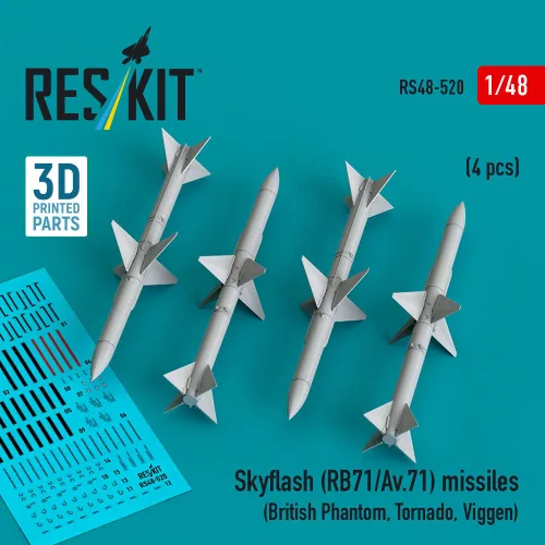 Reskit - Skyflash (RB71/Av.71) missiles (4 pcs) (British Phantom Tornado Viggen) (3D Printed)