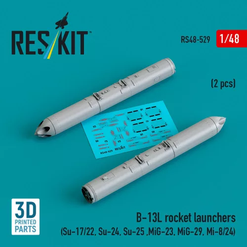 Reskit - B-13L rocket launchers (2 pcs) (Su- Su-24 Su-25 ,MiG-23 MiG-29 Mi- ) (3D Printed)