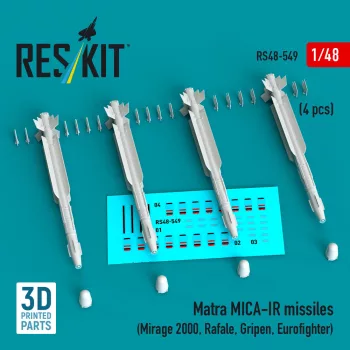   Reskit - Matra MICA-IR missiles (4 pcs) (Mirage 2000 Rafale Gripen Eurofighter) (3D Printed)