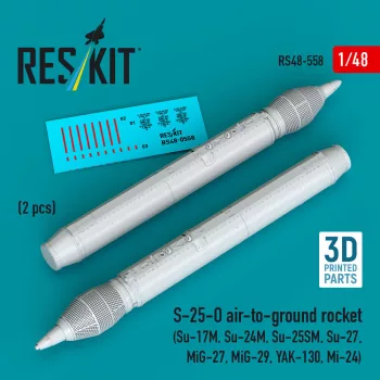  Reskit - S-25-O air-to-ground rocket (2 pcs) (Su-17M Su-24M Su-25SM Su-27,MiG-27 MiG-29 YAK-130 Mi-24) (3D Printed)