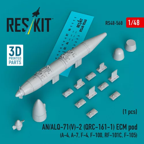 Reskit - AN/ALQ-71(V)-2 (QRC-161-1) ECM pod (1pcs) (A-4, A-7, F-4, F-100, RF-101C, F-105) (3D Printed)