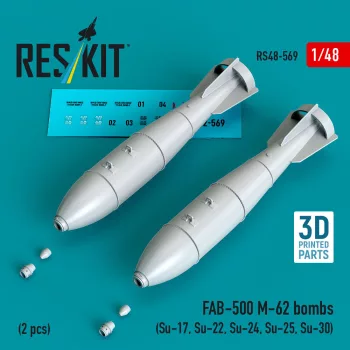   Reskit - FAB-500 M-62 bombs (2 pcs) (Su-17, Su-22, Su-24, Su-25, Su-30) (3D Printed)
