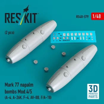   Reskit - Mark 77 napalm bombs Mod.4/5 (2pcs) (A-4, A-26K, F-4, AV-8B, F/A-18) (3D Printed)