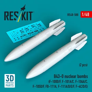   Reskit - B43-0 nuclear bombs (2 pcs) (F-100D/F F-101A/C F-104A/C F-105D/F FB-111A F-111A/D/E/F F-4C/D/E) (3D Printed)