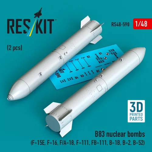 Reskit - B83 nuclear bombs (2 pcs) (F-15E, F-16, F/A-18, F-111, FB-111, B-1B, B-2, B-52) (3D Printed)