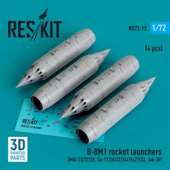   Reskit - B-8M1 rocket launchers (4 pcs) (MiG- /29 Su- / / /33 Jak-38) (3D Printed)