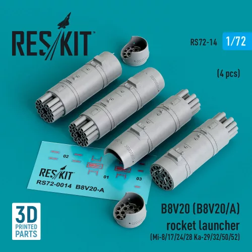 Reskit - B8V20-? rocket launchers (4 pcs) (Mi- / Ka- / ) (3D Printed)