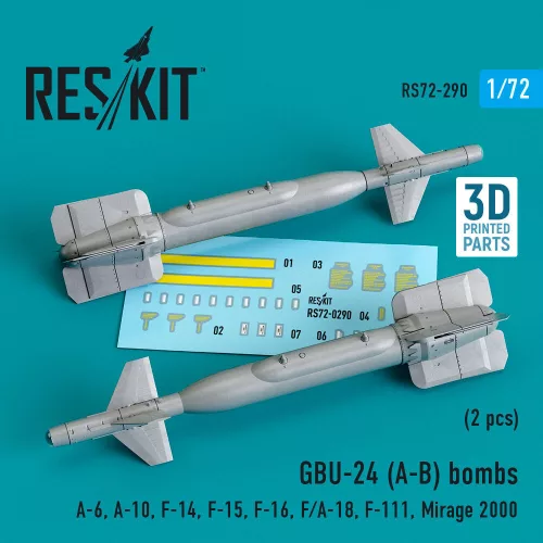 Reskit - GBU-24 (A-B) bombs (2 pcs) (A-6 A-10 F-14 F-15 F-16 F/A-18 F-111 Mirage 2000) (3D Printed)