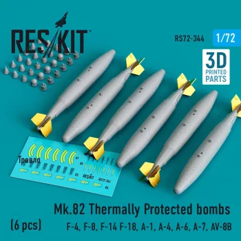   Reskit - Mk.82 thermally protected bombs (6 pcs) (F-4 F-8 F-14 F-18 A-1 A-4 A-6 A-7 AV-8B) (3D Printed)