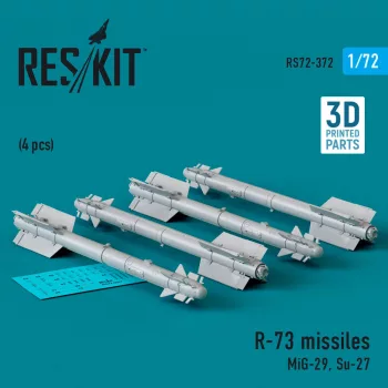 Reskit - R-73 missiles (4 pcs) (MiG-29 Su-27) (3D Printed)