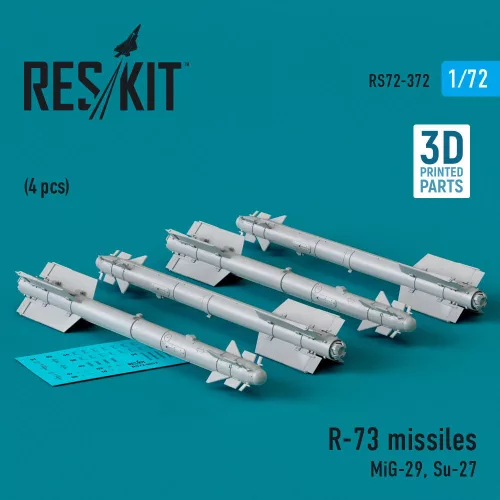 Reskit - R-73 missiles (4 pcs) (MiG-29 Su-27) (3D Printed)