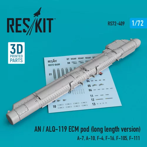 Reskit - AN / ALQ-119 ECM pod (long length version) (A-7, A-10, F-4, F-16, F-105, F-111) (3D Printed)