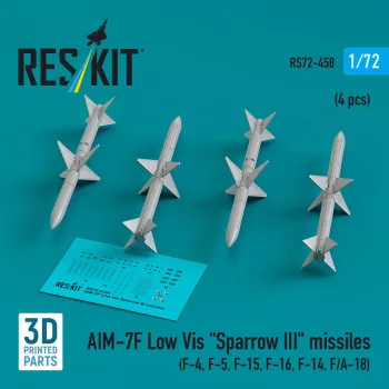   Reskit - AIM-7F Low Vis Sparrow III missiles (4 pcs) (F-4, F-5, F-15, F-16, F-14, F/A-18) (3D Printed)