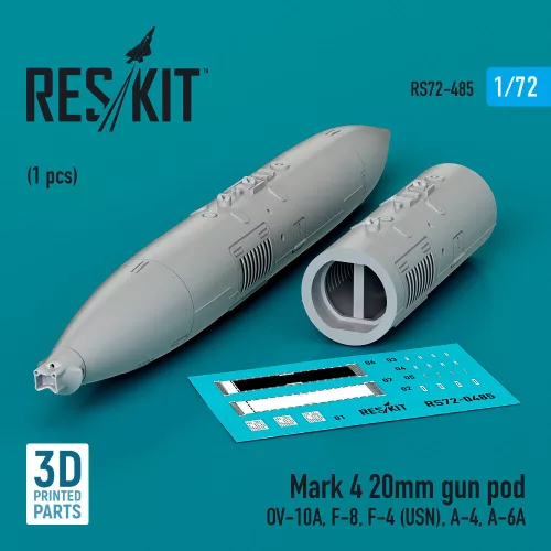 Reskit - Mark 4 20mm gun pod (1 pcs) (OV-10A F-8 F-4 (USN) A-4 A-6A) (3D Printed)