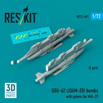   Reskit - GBU-62 (JDAM-ER) bombs with pylons for MiG-29 Fulcrum (2 pcs) (3D Printed)
